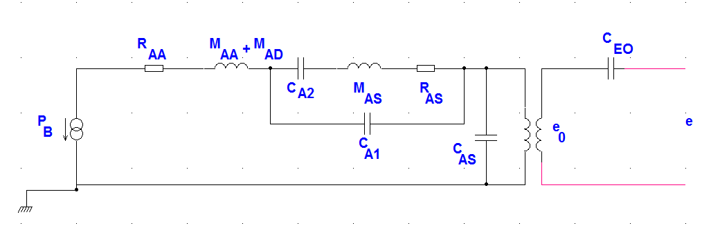 Modified Equivalent Circuit of a capacitance microphone. Modified Equivalent Circuit of a capacitance microphone.